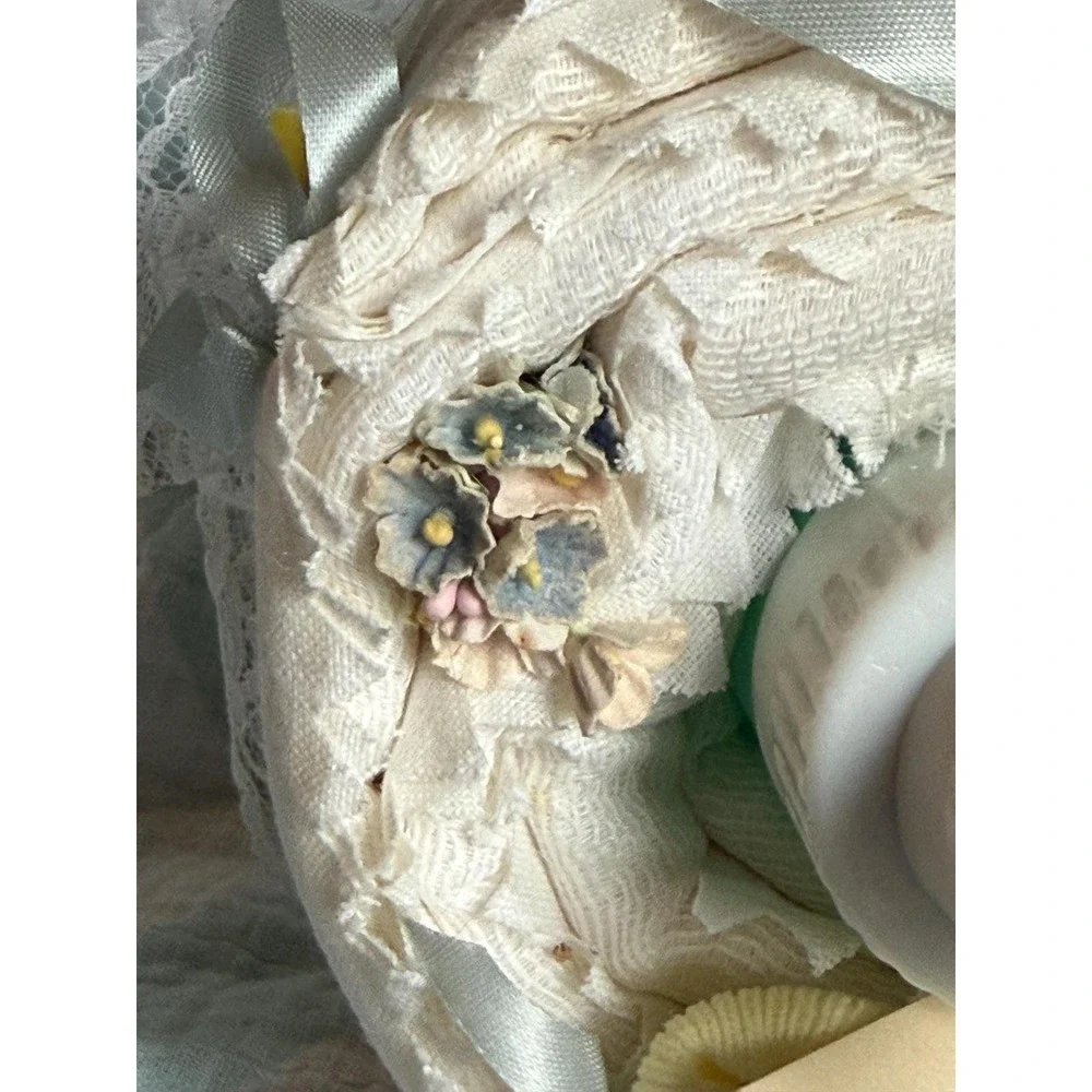 Vintage Baby Shower Diaper Cake with Original Tag – Preserved 1983 Keepsake